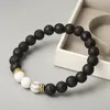 8mm White Turqueise Black Lava Stone Stone Charms Bracelet Bracelet DIY ￓleo essencial Bracelets Man J￳ias de energia