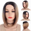 Beauty Ombre Red Bob peruki dla kobiet syntetyczne krótkie blond czarne brązowe peruki z prostymi włosami burgundowe włosy włókno termoodporne