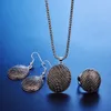 Mode oval hänge metalliska uttalande smycken sätter etnisk rund snidad antik guld silver kvinnor vintage