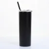 20oz 600ml Rostfritt stål Straight Cup Tall Skinny Tumbler Vakuumisolering Vatten rånar koppar med lock och halm LJJA3153