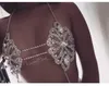 Fashion-ihålig blomma bikini bh kroppskedja kvinnor sexig bling sommar strand mage kedja kropp smycken choker halsband