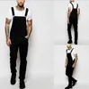 Erkekler Jeans Tulumlar Sıkıntılı Denim Önlüğü tulumları Man Suspender Pantolon Moda Streetwear Siyah Jean Pantolon