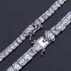 Fashion- Iced Out Square CZ Cubic Zirconia Hip Hop Tennis Necklace 4 6 mm Full Diamond Miami Rapper Choker Chains Jewelry Gifts Wh222g