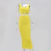 Conjunto de dos piezas Top corto acanalado y falda Midi Conjuntos a juego Ropa de mujer Amarillo 2 piezas Mujeres Bodycon Party Club Outfits