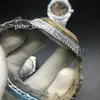 풀 다이아몬드 아랍어 숫자 다이얼 시계 37mm 고급 아이스 아웃 시계 자동 남자 실버 골드 2 톤 방수 스테인리스 다이아몬드 270g