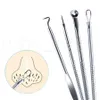 4pcs/set Stainless Blackhead Comedone Acne Pimple Belmish Extractor Vacuum Blackhead Remover Tool Spoon for Face Skin Care Tools RRA1982