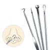 4 stks / set Roestvrije Blackhead Comedone Acne Pimple Belmish Extractor Vacuüm Blackhead Remover Tool Lepel voor Gezicht Huidverzorging Gereedschap RRA1982