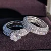 925 Sterling Silver Luxury Bold Big Wedding Rings Set för Bridal Kvinnor Engagemang Afrikansk Finger Julklapp Smycken R4428