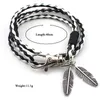 Feather lock bracelets retro PU leather rope multilayer braided bracelet women & men jewelry