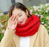 Écharpe au crochet de couleur unie pour femmes tricoté hiver écharpes à anneaux toriques Snood femme chaud doux infini écharpe dames rose rouge anneau Wra DA068