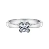 Ainuoshi Classic Princess Cut Square Wedding Pierścień Kobiety Dostosowane 925 Sterling Silver Solitaire Ring Akcesoria do zaangażowania Y200106