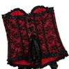 Frill Lacy Corset Top Kvinnors Sexig Plus Storlek S-6XL Burlesque Jacquard Lace Overlay Lace-up Overbust Club Dance Party Corset Bustier