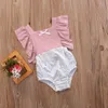 Sommarbarn Baby Girls Flower Patchwork Rompers Toddler Bodysuits Ruffles Bowknot Straps Jumpsuits Kläder Barnkläder