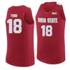 C.J. Jackson # 3 Jerseys de Basquete Bob Todd # 18 Connor Fulton # 45 Osu Ohio State Buckeyes Colégio Retro Masculino Costume Personalizado