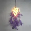 New India Handmade Led Light Dream Feathers Feathers 자동차 집 벽 집 벽 교수형 장식 장식 선물 선물 Dreamcatcher Wind Chime