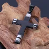 Mäns Rostfritt Stål Smycken Jesus Kristus Sterling Silver Black Crucifix / Cross Pendant Chain Halsband P09