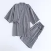 Japanese Kimono Cotton Pajamas Men Samurai Costume Bathrobe Haori Yukata Jinbei Set Sleepwear Short Sleeve Woman Japan Clothes