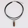 Fashion- Crystal Pendant Necklaces Double Layer Black Velvet Chokers Punk Geometric Opal Pendants Rope Necklace for Women Bohemia Jewelry