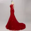 Abiti formali da sera a mezza manica in pizzo rosso femminile 2020 sexy u aperta bateau applique applique abito da ballo sirene abito vestidos de festia long