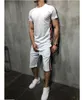 Odzież męska Dorywczo Lato Stripe Set Stripe Color Stitching Z Krótkim Rękawem Zestaw Sportowy Mens Odzież Letnia