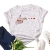 Harajuku amour doigt impression femmes T-Shirt été coton à manches courtes basique T-Shirt coeur graphique haut ample dame grande taille S-5XL