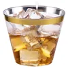 Disposable Airline Cup Party Wedding Kitchen Supplies 9oz Gold Rimmed Disposable Thicken Hard Plastic Airline Cups PS Drink Cup DH1094