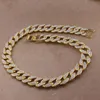 Iced Out Bling Rhinestone Chains Silver Golden Finish Miami Cuban Link Kedja Halsband 15mm Mens Hip Hopp Halsband Smycken 16 18 20 24in