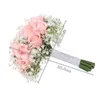 Pink Rose Bridal Cascading Bouquet Wedding Bouquets Bride Girl Flowers Summer Style Home Party Decoration Fake Table Flower