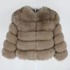 Oftbuy kış ceket kadınlar gerçek kürk mantar doğal büyük kabarık tilki kürk dış giyim sokak kıyafeti kalın sıcak üç çeyrek kol