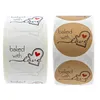 100pcs Baked with Love White and Brown Round Adhesive Sticker Label Circle Baking Package Labels Stickers DIY Box or Bag Seal