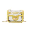 fashion pearl baby girls handbag cute jelly bag children mini messenger bag lucency square kids Single-shoulder Bags Y1165