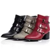 Taglie forti da 33 a 42 a 48 stivaletti con fibbie western scarpe con tacco grosso rosso grigio nero 6 cm