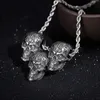 Rostfritt stål tre skalle hänge halsband för män hiphoprock mode personlig metall manlig trendiga smycken76636685385729