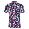 Moda-camiseta Homens Verão Summer Manga Curta Algodão Estilo Tropical Floral Imprimir Tees Polos Camisas De Manga Curta Camisas