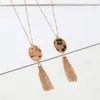 Mode couleur or ovale géométrie imprimé léopard Druzy collier gland Druzy collier pour femmes marque bijoux