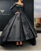 2019 Vintage Black Prom Dresses Long Sleeve V Neck Lace Appliques Ruffle High Low Plus Size Evening Gowns Special Occasion Formal Dress