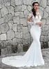 Robe de mariée sirène en dentelle africaine de luxe pure cou Appliques manches longues robes de mariée grandes tailles sur mesure