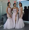 2022 African Bridesmaid Dresses Long Mixed Style Appliques Off Shoulder Mermaid Prom Dress Split Side Maid Of Honor Dresses Evenin314V