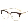 All'ingrosso-Donna Star Brand Montature per occhiali da vista per uomo Luxury Gold Square Half Rim Clear Lens Miopia Diopter Eyewear