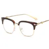 Wholesale-Women Star Brand Eyeglasses Frames for Men Luxury Gold Square Half Rim Clear Lens Myopia Diopter Eyewear