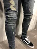 Fashion Mens Jeans Straight Slim Fit Biker Jeans Pants Distressed Skinny Ripped Destroyed Denim Jeans Washed Hiphop Pants