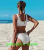 yakuda Discount 2024 swimwear girl sport Bikinis set beach print with steel bracket gathered bikini high waist split yakuda zipper vest sexy stripe