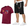 Herren-Trainingsanzug mit Buchstaben-Aufdruck, Damen-Sommer-Sportbekleidung, kurzärmelige T-Shirts + Hosen, Pullover, Lauf-Jogger-Anzüge, O-Ausschnitt, Sportanzug, T-Shirts