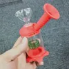 Montar Silicone Bong 50 milímetros Mini Dab Rig vidro Água Bongos Showerhead Perc plataformas petrolíferas com a bacia pedaço Silicon fumadores Pequeno tubulação de água Caliane