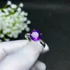 Colife Sieraden Amethist Silver Ring voor Party 6mm Natuurlijke VVS Grade Amethyst 925 Silver Edelsteen Ring Verjaardagscadeau voor Jong Meisje