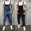 Moda Mężczyzna Zgrywanie Jeansów Kombinezony Otwór Denim Bib Kombinezony Dla Mężczyzna Designer Rower Jean Darmowa Wysyłka