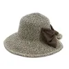 الصيف كبيرة بريم المرأة سترو قبعات مع bowknot السيدات عارضة دلو قبعة في الشمس قبعة الشمس ظلة كاب للإناث