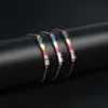 Newst Rainbow CZ Bar Chain Armband för kvinnor Rainbow Princess Cut Justerbar CZ Rostfritt stål Charm Armband Mäns gåva