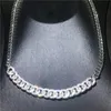 Vecalon Hiphop Necklace White Gold Filled Micro pave cz Party Wedding Pendants with necklace for Women men Jewelry