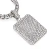 Fashion-Hip Hop Necklace Jewelry Fashion Gold Iced Out Chain Full Rhinestone Dog Tag Pendant Necklaces